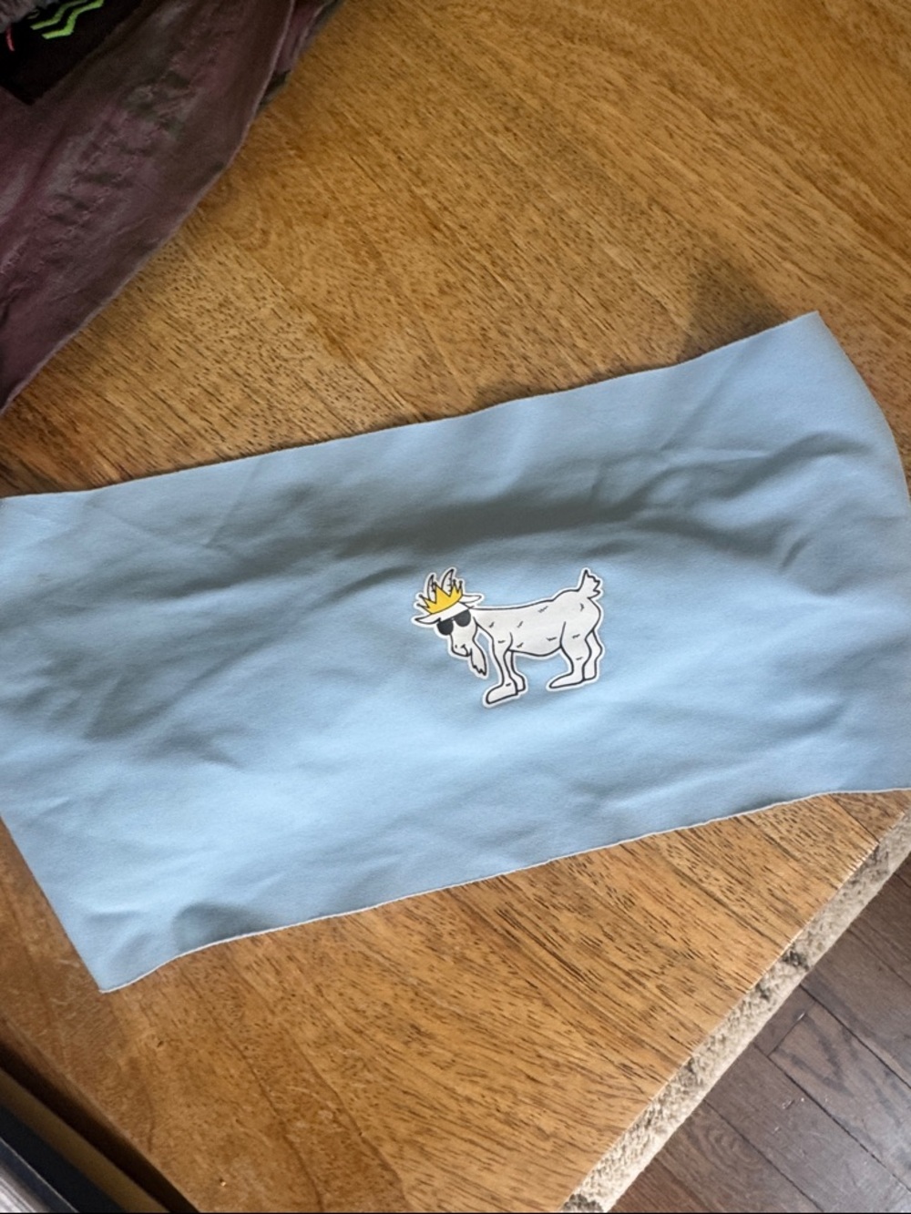 Light Blue Kids Stretch Headband with Fun Goat Patch